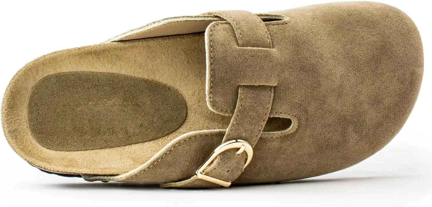 RF ROOM OF FASHION Women's Studded Footbed Cork Clog Antislip Slippers Buckle Mules House Sandals Potato Shoes