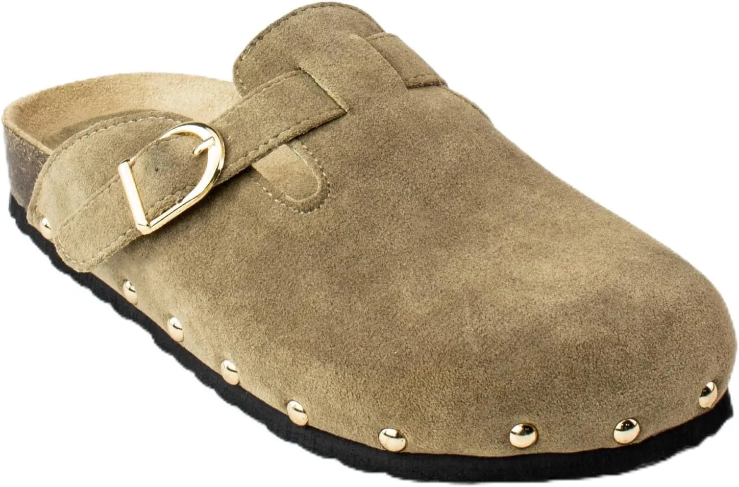 RF ROOM OF FASHION Women's Studded Footbed Cork Clog Antislip Slippers Buckle Mules House Sandals Potato Shoes