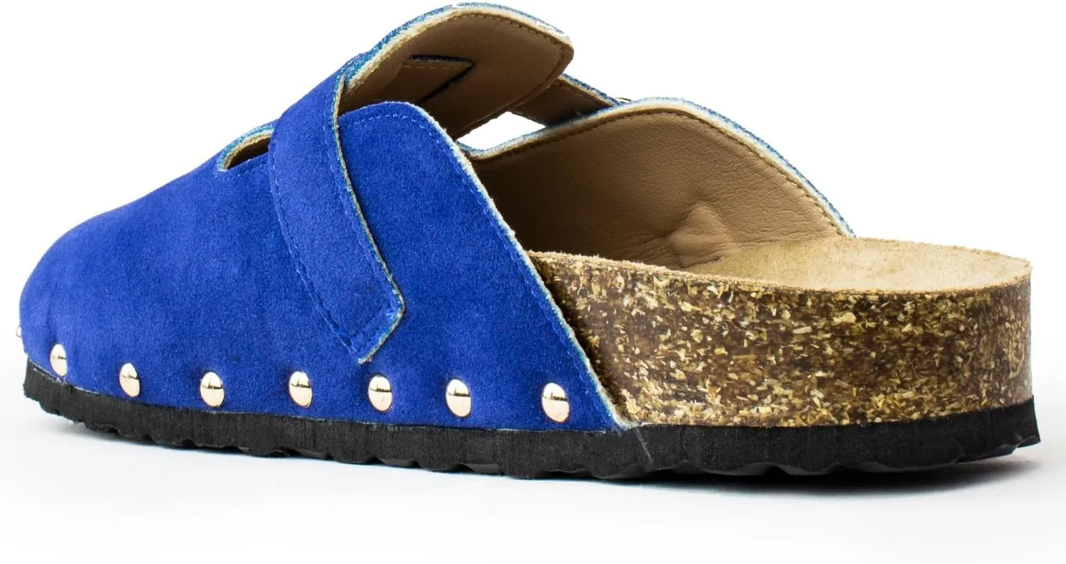 RF ROOM OF FASHION Women's Studded Footbed Cork Clog Antislip Slippers Buckle Mules House Sandals Potato Shoes