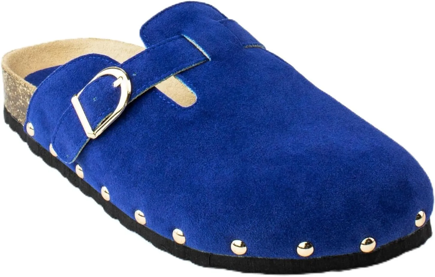 RF ROOM OF FASHION Women's Studded Footbed Cork Clog Antislip Slippers Buckle Mules House Sandals Potato Shoes