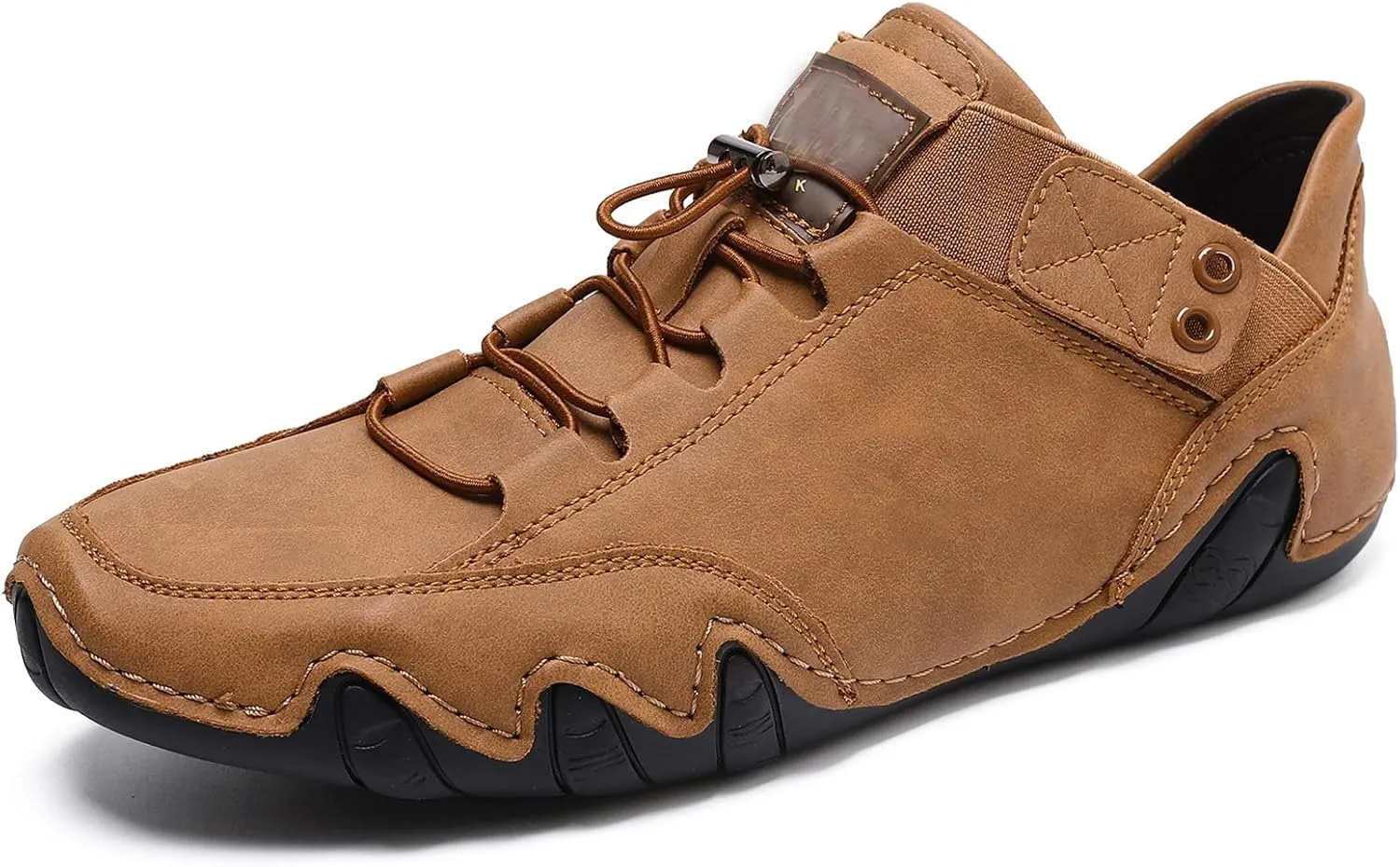 RiceelSor Ltalian Handmade Mens Casual Leather Ankle High Boots Slip-on Breathable Non-slip Soft Bottom Flat Loafers Waterproof Lightweight Chukka Booties