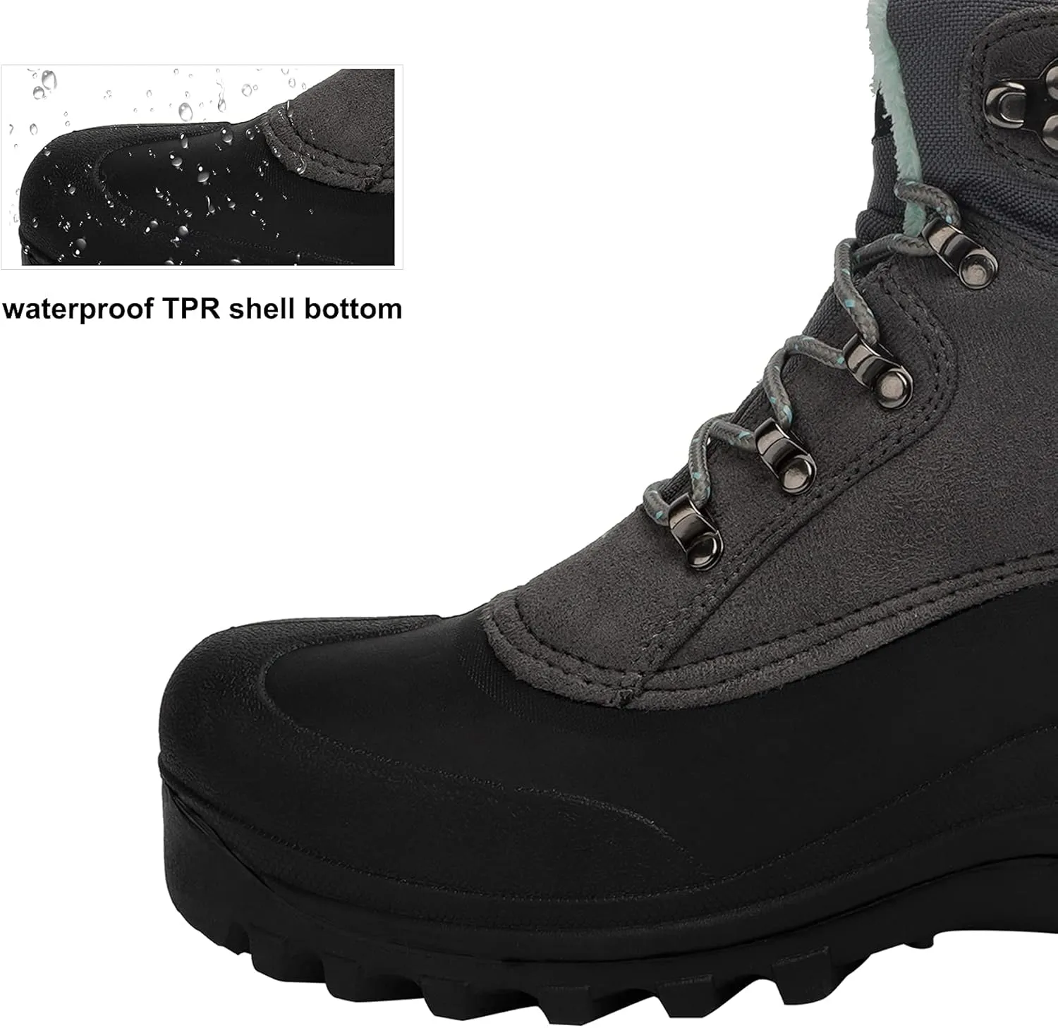riemot Women's Men's Winter Boots Waterproof Snow Boots Insulated Furry Walking Mucker Yard Boots Warm Anti-Slip Ankle Hiking Skiing Boots Black Brown Grey Purple