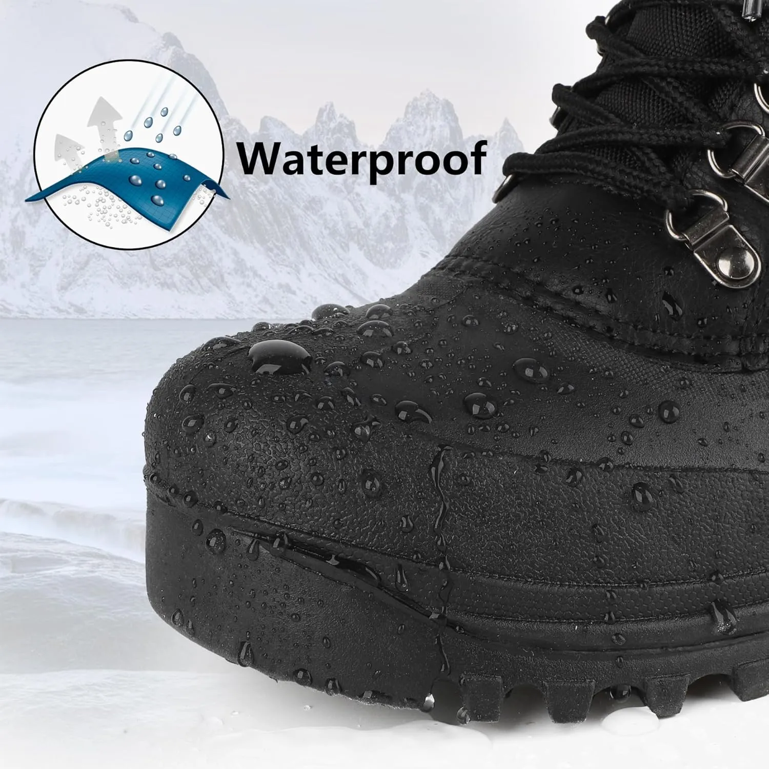 riemot Women's Men's Winter Snow Boots Waterproof Outdoor Boots Anti-slip Comfortable Boots Warm Fur Collar Shoes for Hiking Walking Camping Lace-up Shoes US 5-13 Black Brown