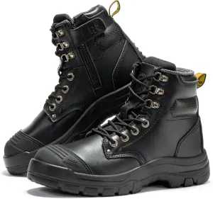 ROCKROOSTER Madison 6" Steel Toe Work Boots for Men with YKK Side Zipper Toe Cap Non-Slip Rubber Outsole, Comfortable Side Zip Lightweight Breathable Leather Shoes, Metal, ASTM F2413-18 M/I/C EH AK052