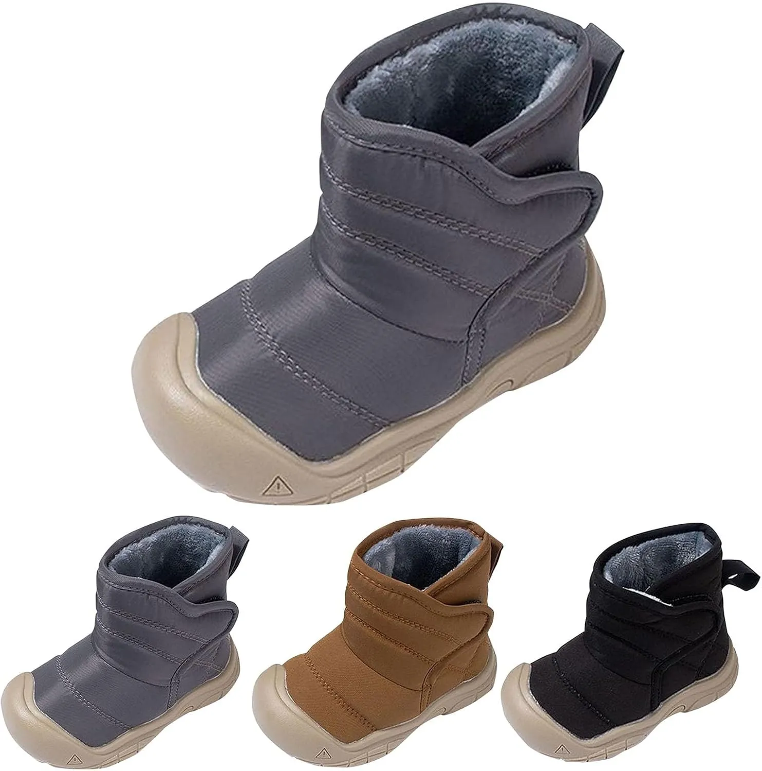 Rubber Sole Fuzzy Snow Booties For Toddler Boys Girls Kids Open Toe Ankle Ski Shoes Winter Outdoor Sport Boots Warm
