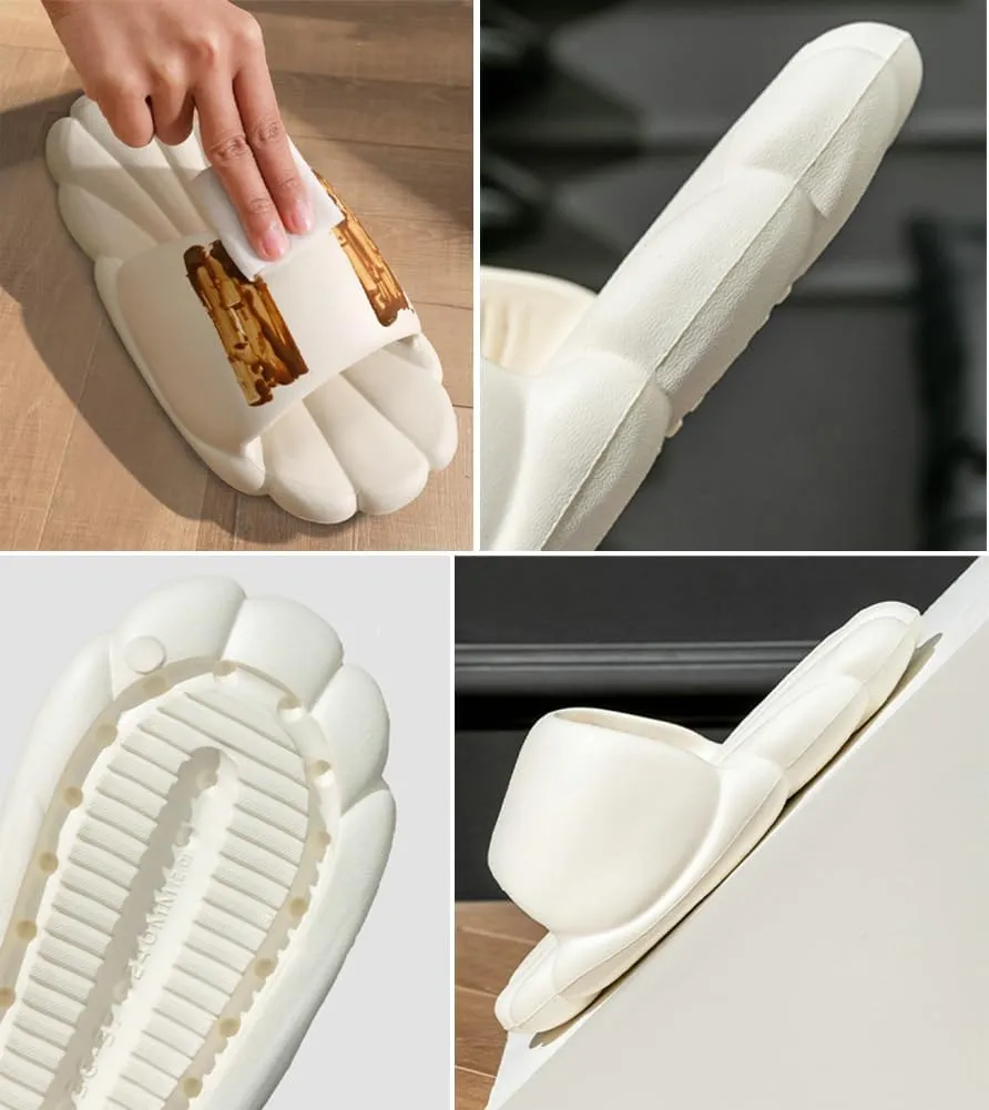 Rungion WomenS Cloud Slippers Cute Petal House Shower Shoes Quick Drying Bathroom Slides Light Non-Slip Outdoor Sandals