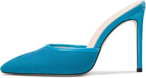 Saekcted Womens Heeled Mules Stiletto High Heel Sandals Pointed Toe Pumps Slip-on Slingback Casual Dress 3.9 Inches Heels