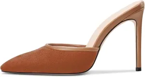 Saekcted Womens Heeled Mules Stiletto High Heel Sandals Pointed Toe Pumps Slip-on Slingback Casual Dress 3.9 Inches Heels