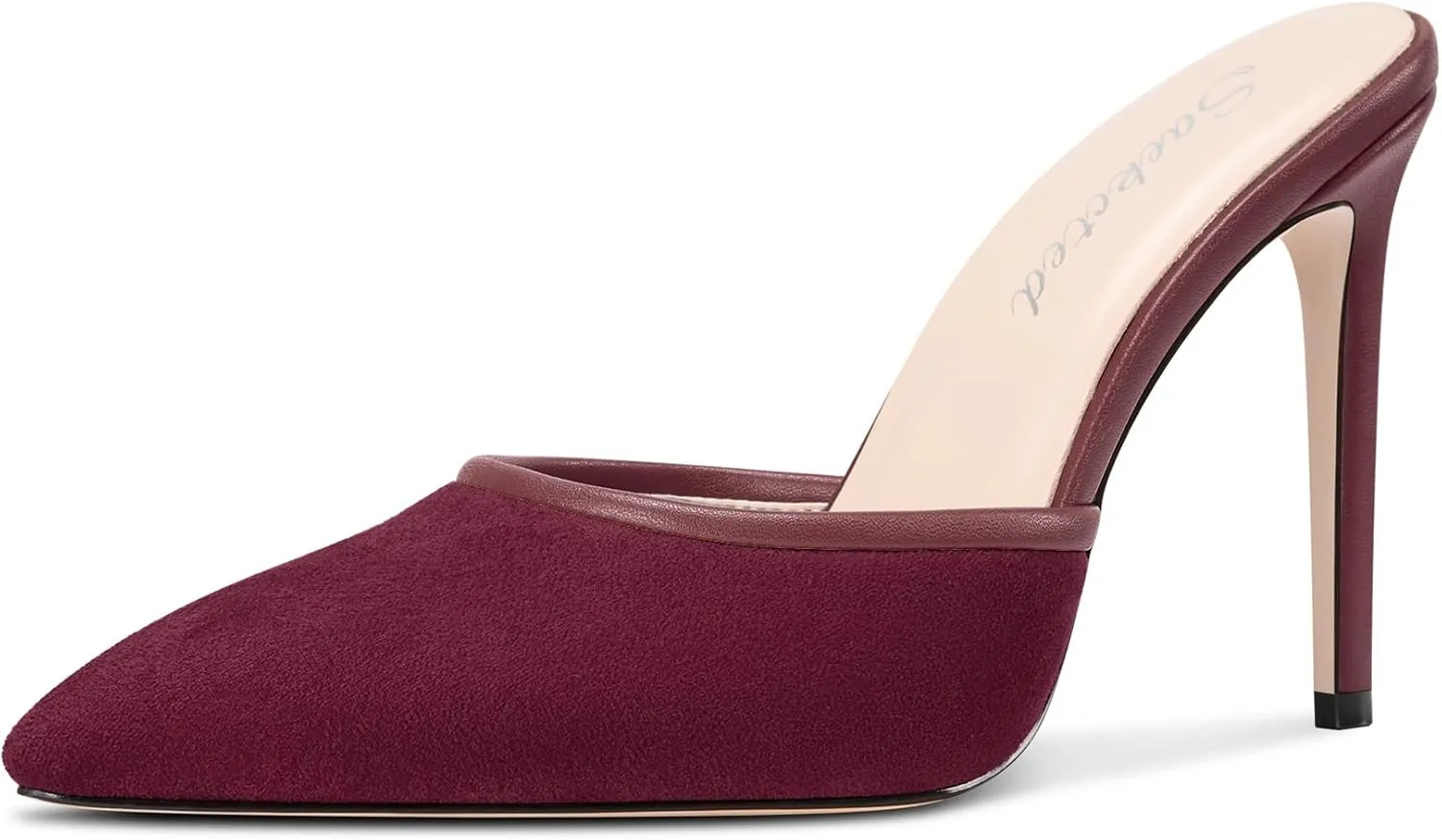 Saekcted Womens Heeled Mules Stiletto High Heel Sandals Pointed Toe Pumps Slip-on Slingback Casual Dress 3.9 Inches Heels