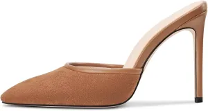 Saekcted Womens Heeled Mules Stiletto High Heel Sandals Pointed Toe Pumps Slip-on Slingback Casual Dress 3.9 Inches Heels