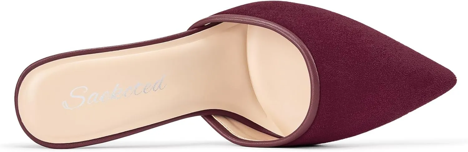 Saekcted Womens Heeled Mules Stiletto High Heel Sandals Pointed Toe Pumps Slip-on Slingback Casual Dress 3.9 Inches Heels