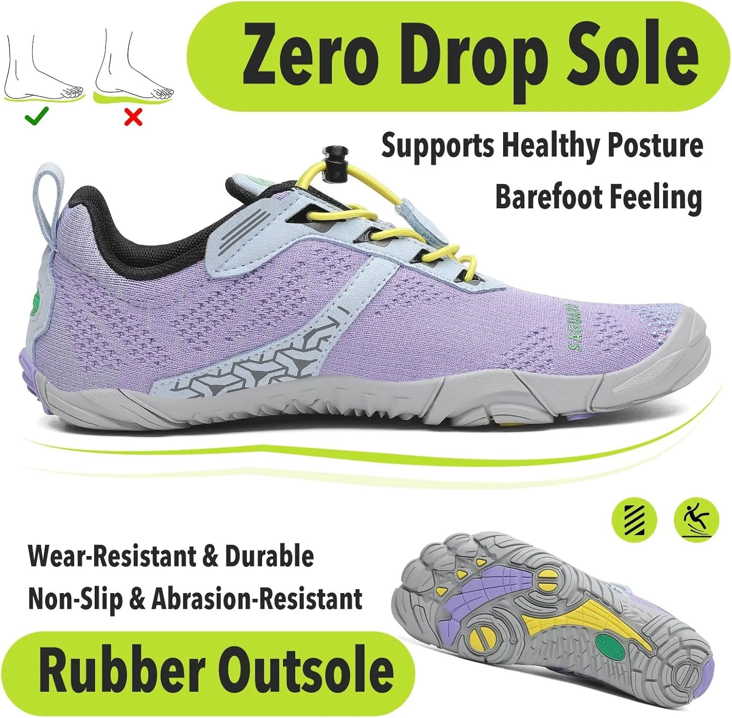 SAGUARO Womens Mens Barefoot Shoes Minimalist Trail Runner Wide Toe Box Zero Drop Outdoor Cross Training Shoe