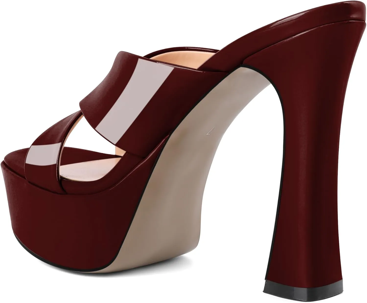 SAMMITOP Women's Platform Chunky Block Heels Sexy Open Square Toe High Heel Sandals Crisscross Slip On Mules Dress Shoes 4.7 Inch