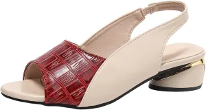 Sandals 2025 Chunky Heel Open Toe Trendy Sandals Color Block Wedding Party Sparkling Women Shoes
