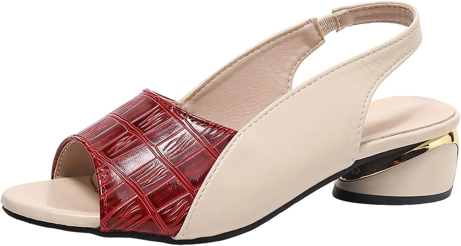 Sandals 2025 Chunky Heel Open Toe Trendy Sandals Color Block Wedding Party Sparkling Women Shoes