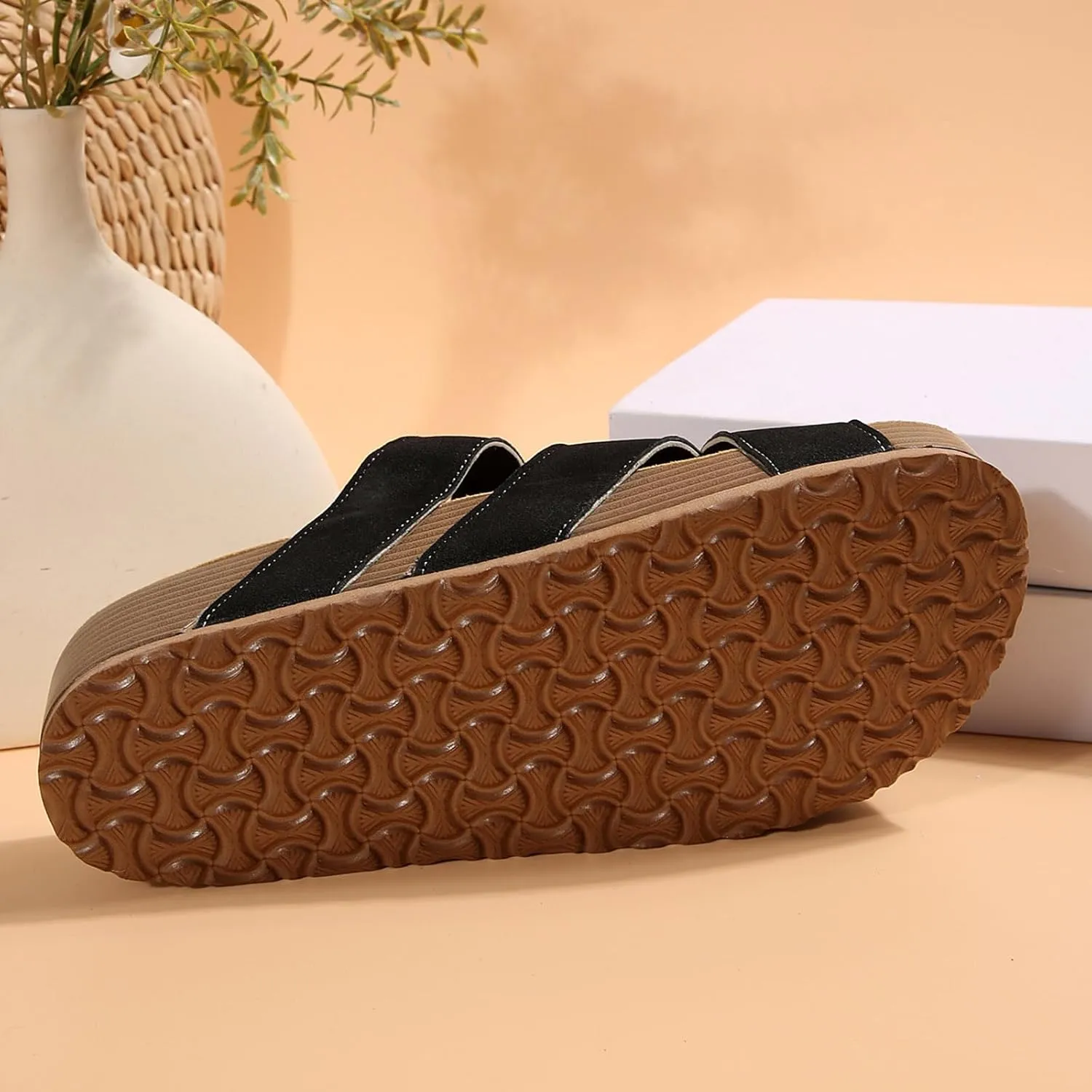 Sandals 2025 Wide Width Cross Strappy Slippers Soft Cushion Comfortable Walking Slip on Summer Shoes