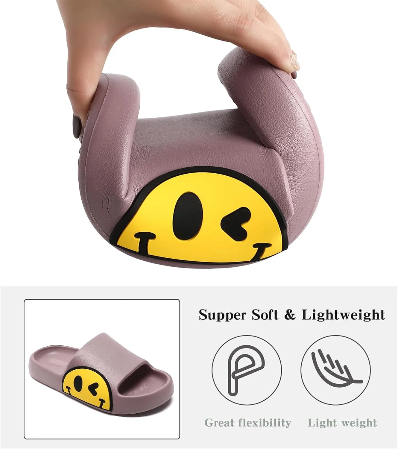Sandals for Girls and Boys,Mens Slippers Sandals for Women,EVA Anti-Slip Indoor & Outdoor Kids Slippers Smile Face Open Toe Spa Bath Pool Gym House Casual Shower Shoes