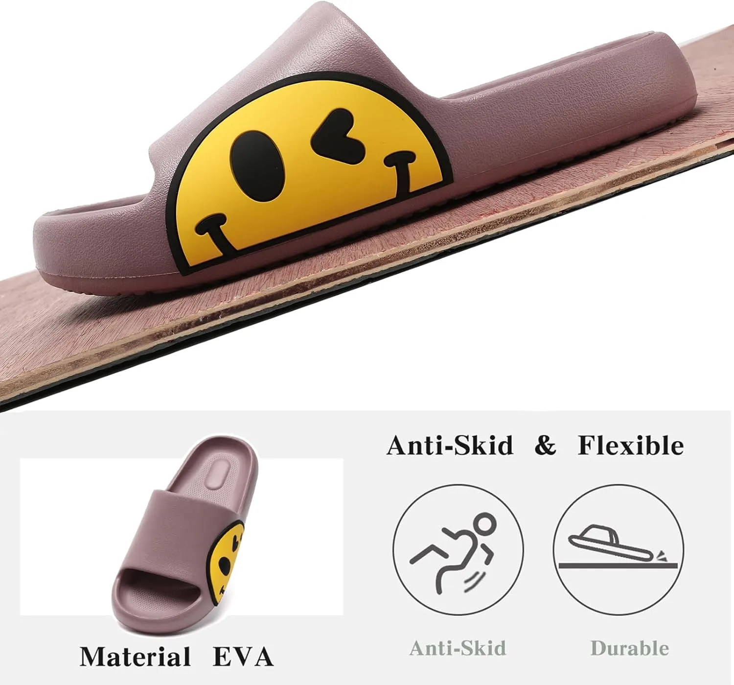 Sandals for Girls and Boys,Mens Slippers Sandals for Women,EVA Anti-Slip Indoor & Outdoor Kids Slippers Smile Face Open Toe Spa Bath Pool Gym House Casual Shower Shoes