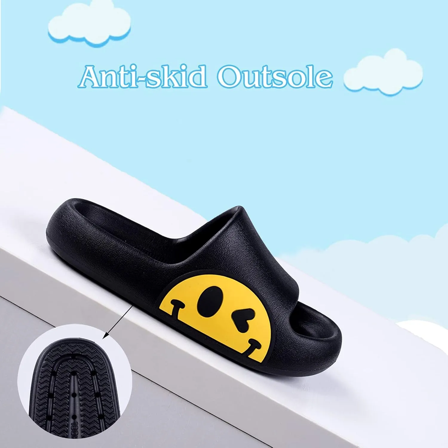 Sandals for Girls and Boys,Mens Slippers Sandals for Women,EVA Anti-Slip Indoor & Outdoor Kids Slippers Smile Face Open Toe Spa Bath Pool Gym House Casual Shower Shoes