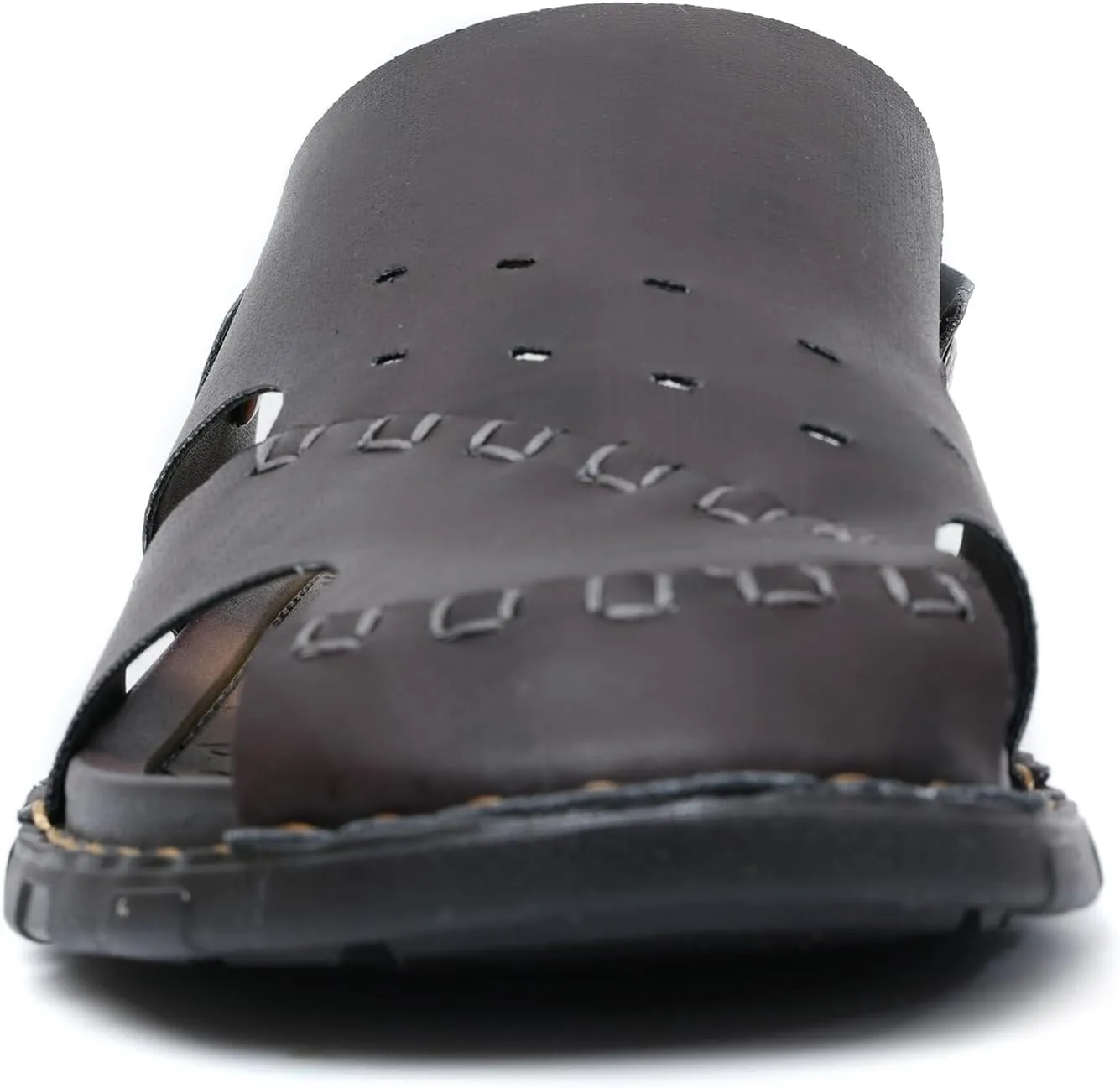 Sandals For Men Indoor and Outdoor Beach Casual Closed Toe Water Sandals Leather Slip On Two uses Waterproof Athletic Handmade Slippers Soft