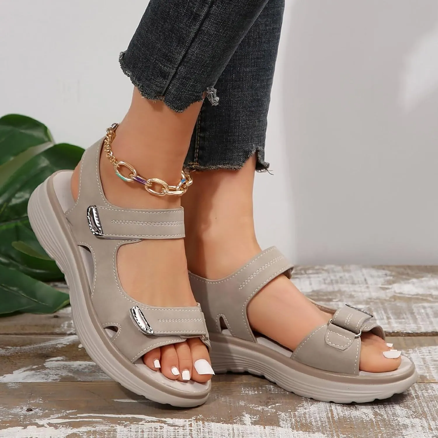 Sandals for Women 2025 Comfortable Orthopedic Walking Shoes with Arch Support Wide Feet Comfy Orthotic Recovery Shoes