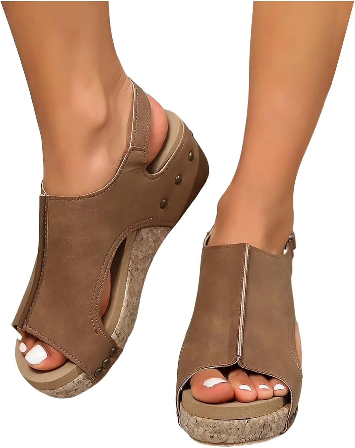 Sandals for Women 2025 Wide Width Platform Wedge Sandals Summer Dressy,Women's Open Toe Buckle Ankle Strap Sandals