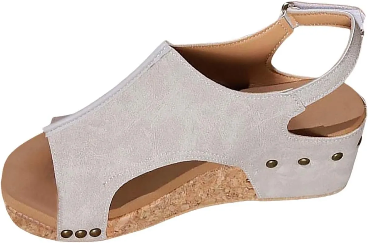 Sandals for Women 2025 Wide Width Platform Wedge Sandals Summer Dressy,Women's Open Toe Buckle Ankle Strap Sandals