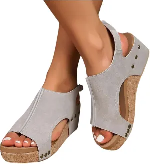 Sandals for Women 2025 Wide Width Platform Wedge Sandals Summer Dressy,Women's Open Toe Buckle Ankle Strap Sandals