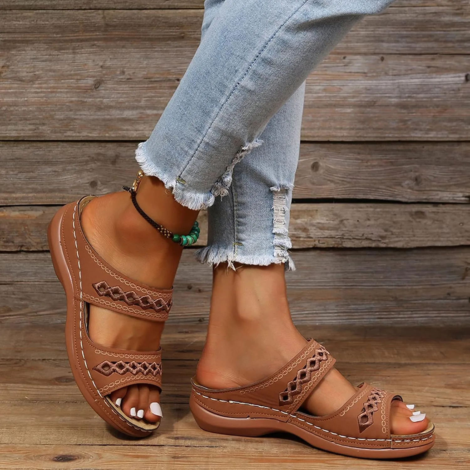 Sandals for Women Dressy Summer, Women Premium Orthopedic Open Toe Sandals Retro Anti-Slip Summer Casual Sandals