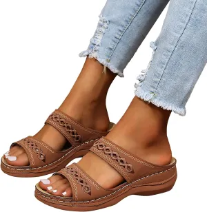 Sandals for Women Dressy Summer, Women Premium Orthopedic Open Toe Sandals Retro Anti-Slip Summer Casual Sandals