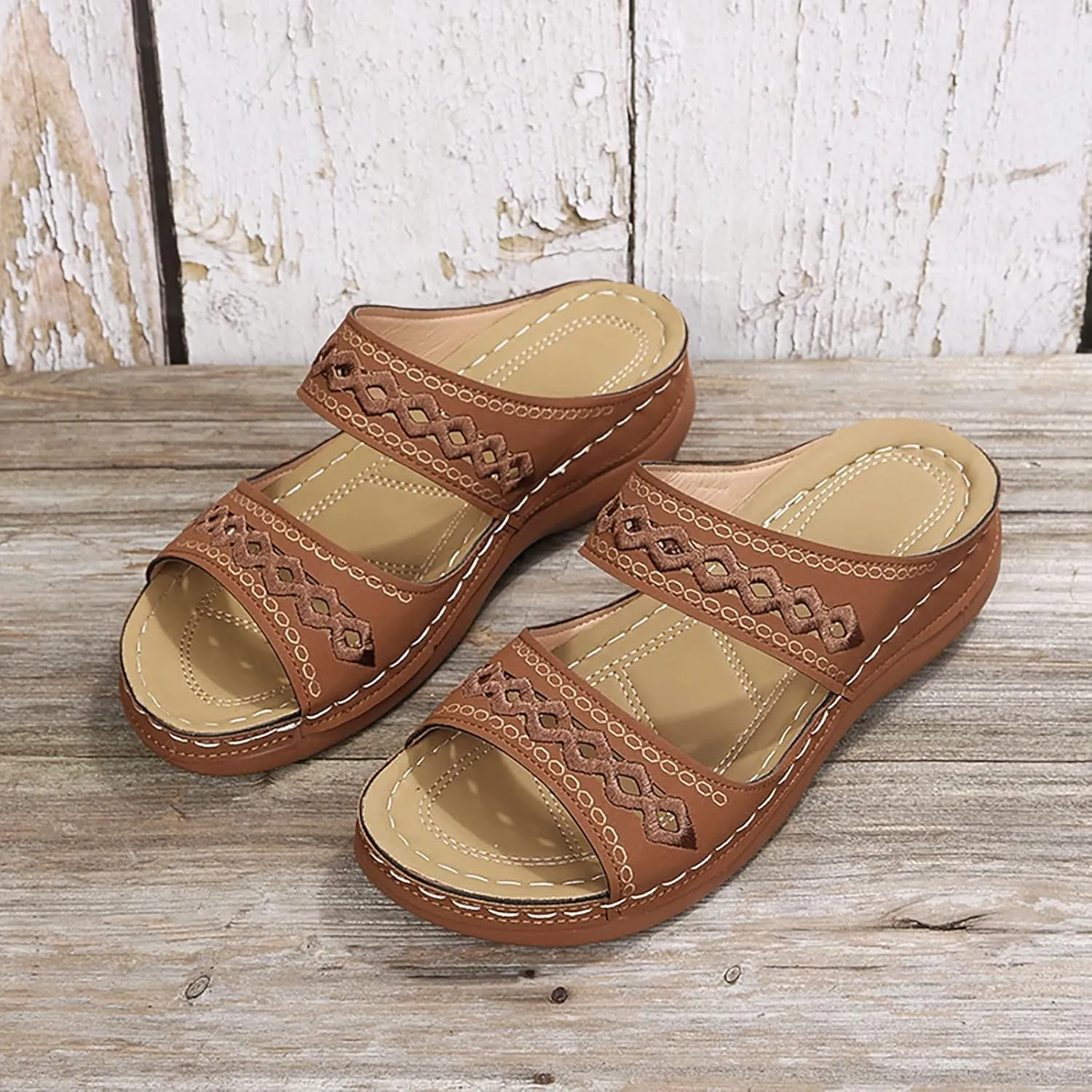 Sandals for Women Dressy Summer, Women Premium Orthopedic Open Toe Sandals Retro Anti-Slip Summer Casual Sandals