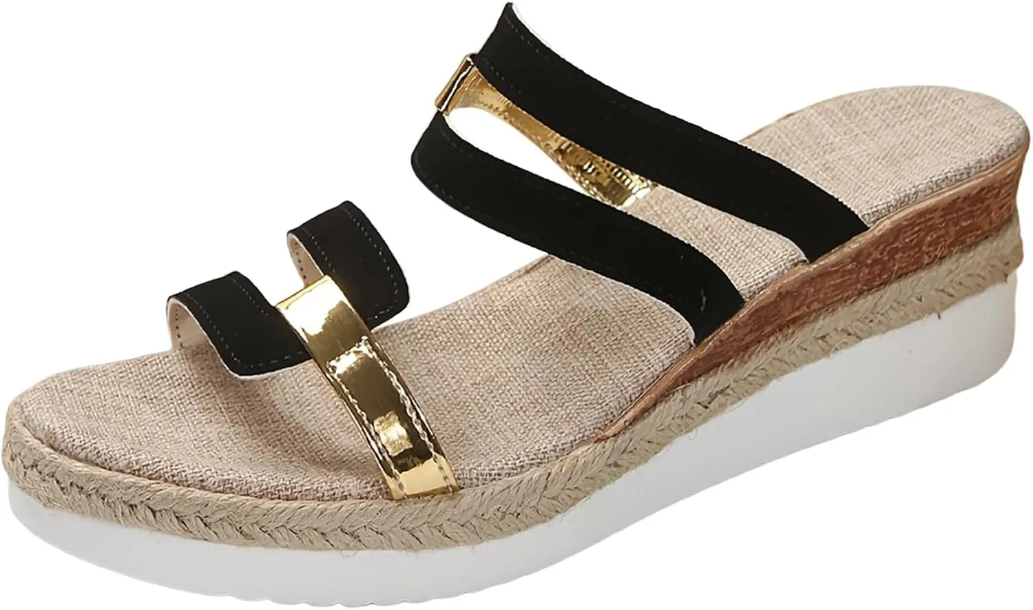 Sandals for Women Wedge Shoes,Fashion Lightweight Arch Support Slippers for Womens Comfy Wedge Orthopedic Sandals Summer Platform Cork Wedges Espadrille Heel Strappy Leather Sandals Dressy Shoes