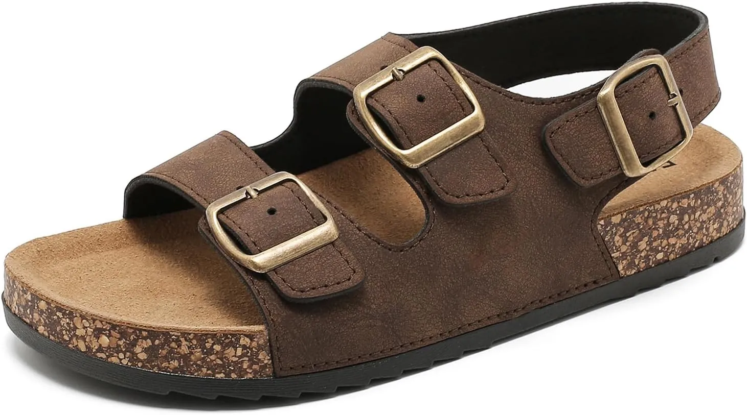 Sandals For Women With Soft Cork Footbed, Mens Slip On Clog Mules With Adjustable Double Buckle, Open Toe Flat Slide Shoes, Summer Outdoor Back Strap Slipper