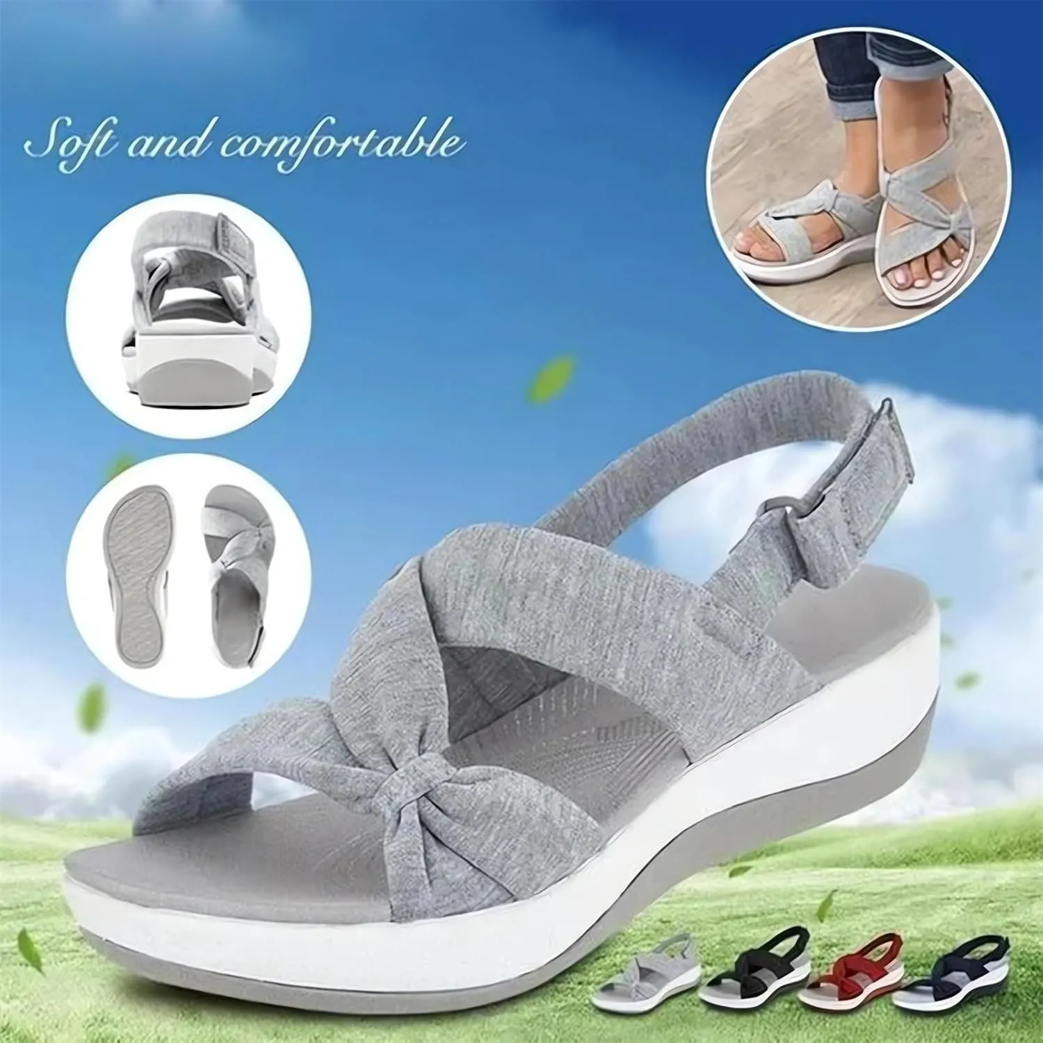 Sandals Women Comfortable Orthotic Sport Slippers with Ankle Strap Wide Width Arch Support Shoes Walking Beach Sandals