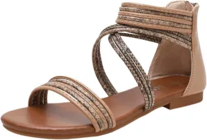 Sandals Women Dressy Summer Flat Strappy Cute Casual Beach Shoes Elastic String Thong Ankle Strap Flip Flops Gladiator Shoes Black Girls Fisherman Cross 2025