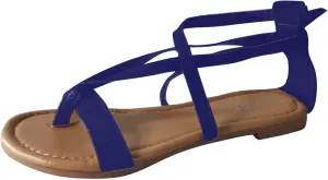 Sandals Women Flat Strappy Flip Flops Summer Sandal Dressy Comfortable Beach Sandalias Gladiator Womans Cross Strap Cute Casual Ladies Thong Slippers