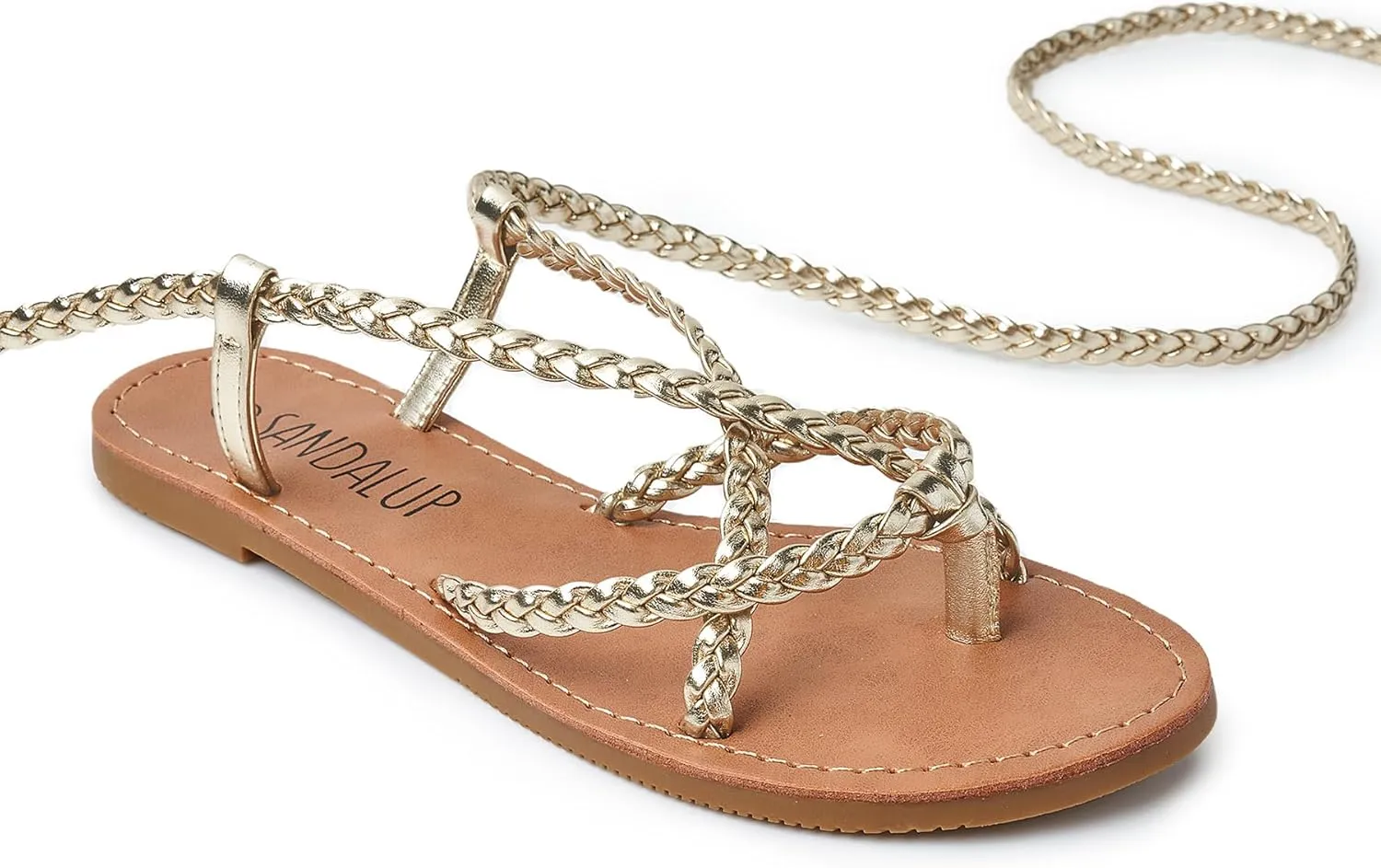 SANDALUP Women Braided Tie up Sandals