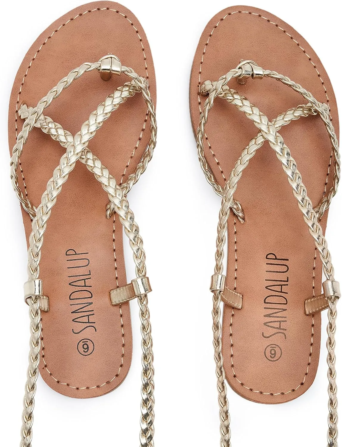 SANDALUP Women Braided Tie up Sandals