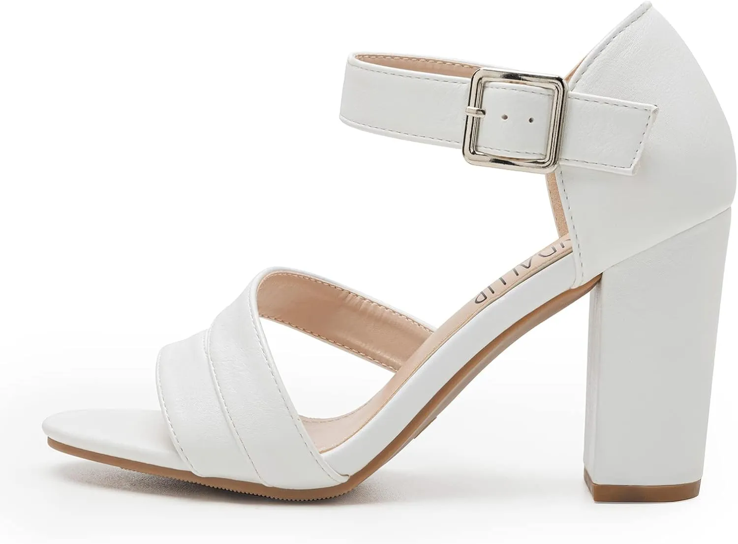 SANDALUP Women's Chunky Block High Heel Sandals with Open Toe Ankle Strap for Dress Wedding Party