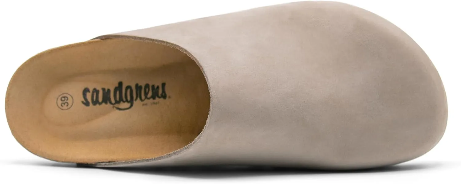 Sandgrens Handmade Unisex Cork Mules | European Top Grain Leather Sandals with Soft Suede Cushioned Footbed and EVA Rubber Sole | Bilbao