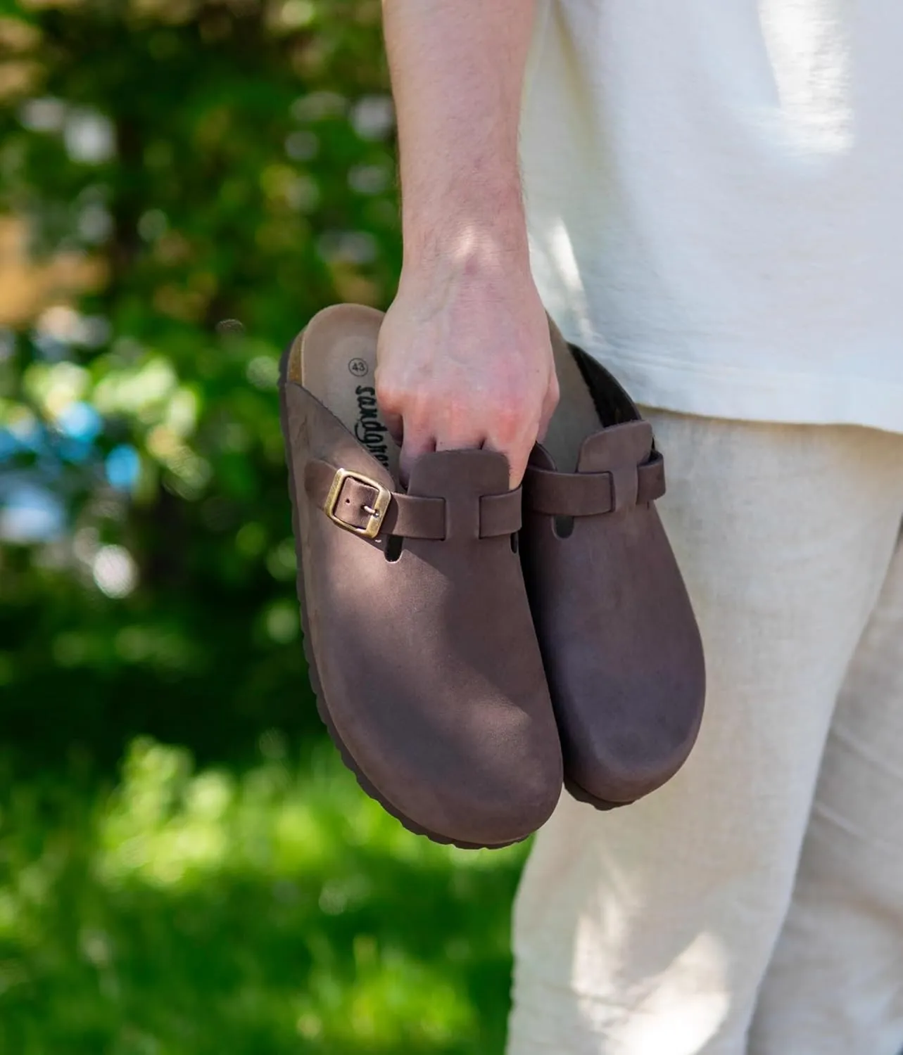 Sandgrens Handmade Unisex Cork Mules | European Top Grain Leather Sandals with Soft Suede Cushioned Footbed and EVA Rubber Sole | Toledo