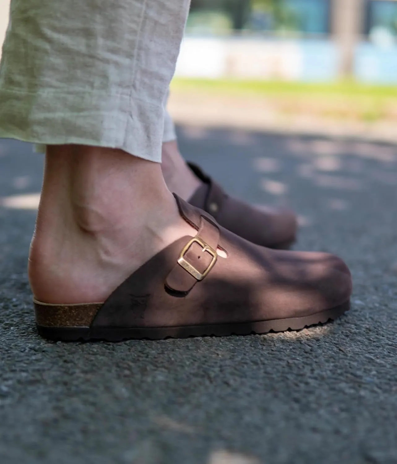 Sandgrens Handmade Unisex Cork Mules | European Top Grain Leather Sandals with Soft Suede Cushioned Footbed and EVA Rubber Sole | Toledo