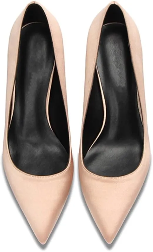 Satin Surface with Pointed with Cheongsam Skirt High Heeled Single Shoes French Women's Shoes 8cm