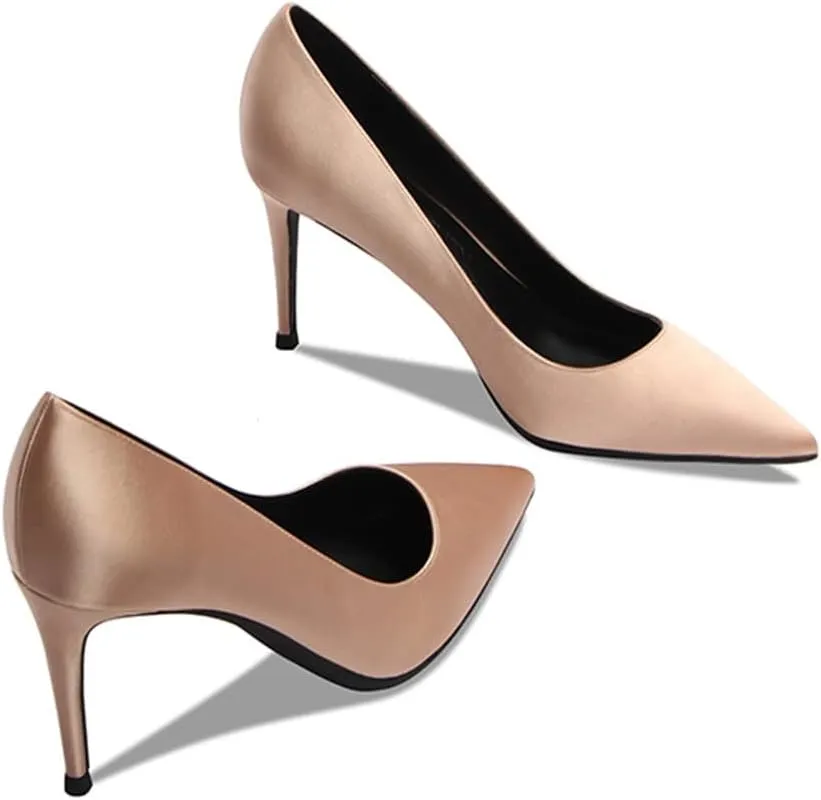 Satin Surface with Pointed with Cheongsam Skirt High Heeled Single Shoes French Women's Shoes 8cm