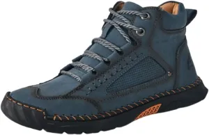 Sawbehind Leather Boots Mens,Sawbehind Mens Boots,Men's Casual Leather Fashion Sneakers Ankle Chukka Boots