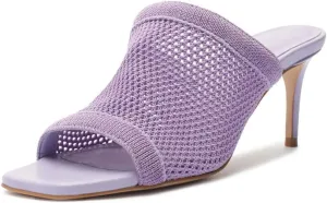 SCHUTZ Sinara Smoky Grape Wide Strap Slip On Open Toe Stiletto Mid Heel Sandals, 9.5