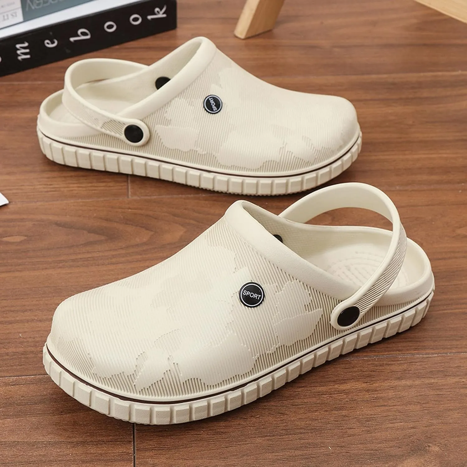 SECHRITE Mens Clogs Mules Slip on Garden Work Nurse Water Shoes for Men Non Slip Waterproof Closed Toe Clogs Sandals for Kitchen Office Beach Fishing