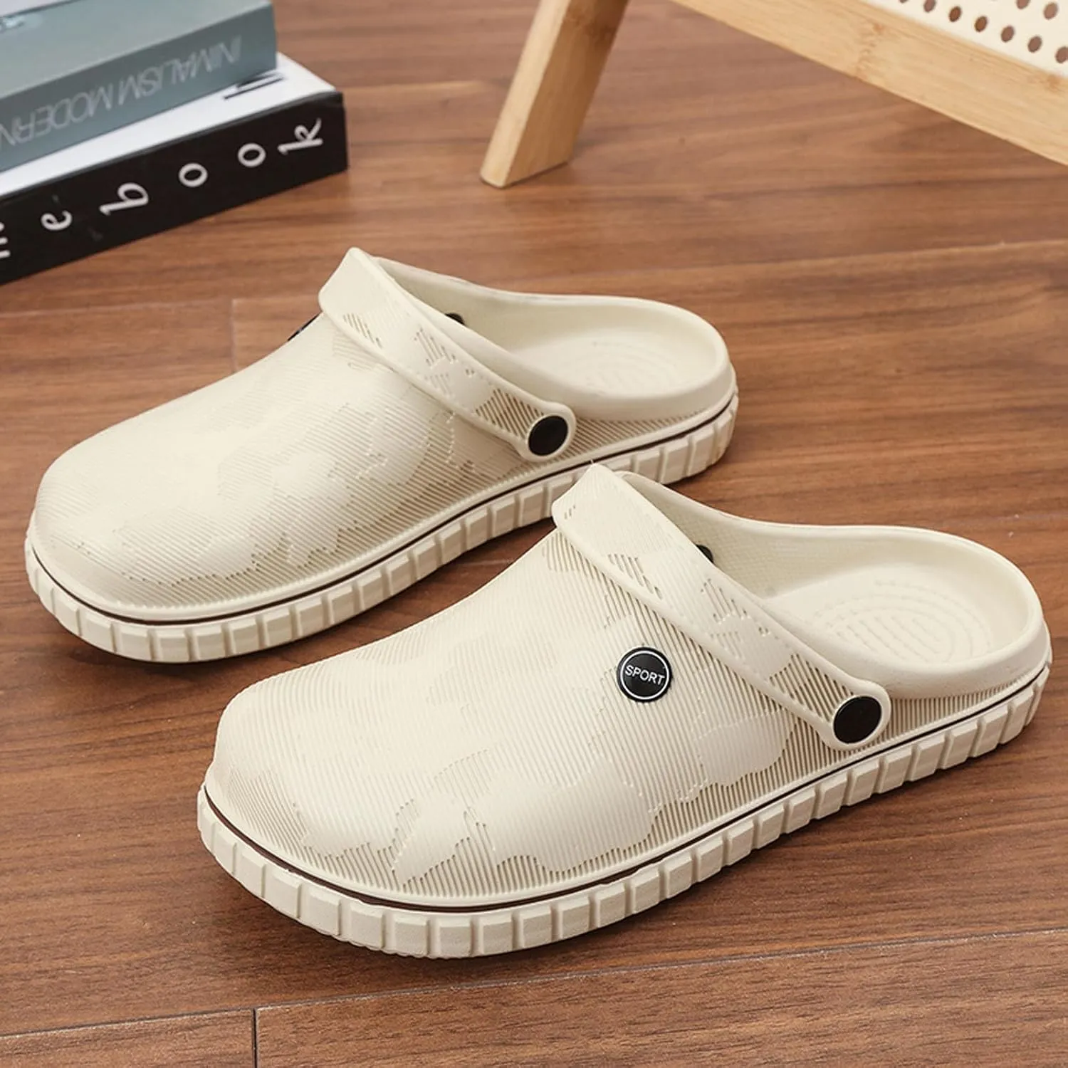 SECHRITE Mens Clogs Mules Slip on Garden Work Nurse Water Shoes for Men Non Slip Waterproof Closed Toe Clogs Sandals for Kitchen Office Beach Fishing
