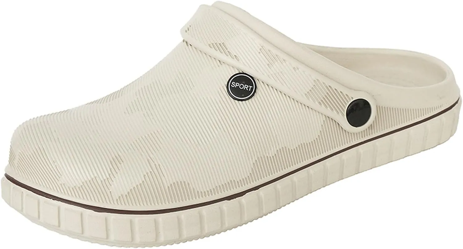 SECHRITE Mens Clogs Mules Slip on Garden Work Nurse Water Shoes for Men Non Slip Waterproof Closed Toe Clogs Sandals for Kitchen Office Beach Fishing