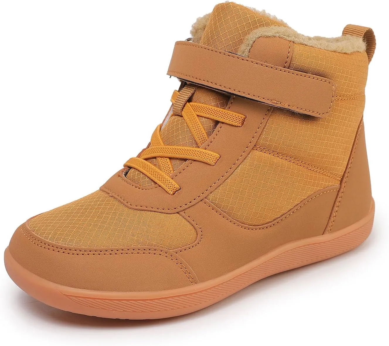SECHRITE Toddler Kids Wide Barefoot Winter Boots High Top Girls Boys Warm Snow Boots Waterproof Non-Slip Minimalist Boots| Natural Growth